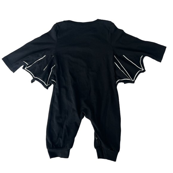 🎃Halloween Baby Black Bat Costume Cloak Romper Skull Bone Love Printed 12-18 MO - Picture 4 of 4